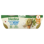 Blédina bols écrasé de petit pois, riz, cabillaud & petit oignons 2x200g