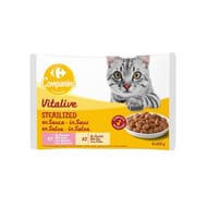Carrefour companino pâtée pour chat stérilisé en sauce au saumon et poulet  - 400g
