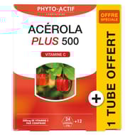 Phyto-actif acerola plus 500 + 1 tube offert comprimès x36