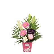 Composition Heroine lys, germini, roses freesia feuillage