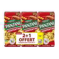 Panzani pâtes fantaisie serpentini 500g X 2 + 1 paquet 500g offert 1500g