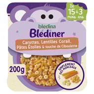 Blédina petit plat lentilles corail et pates étoiles dès 15mois 200g