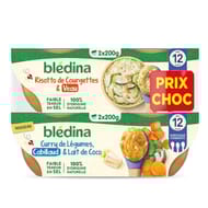 Blédina bols prix choc 2 risotto de courgettes & veau + 2 curry de legumes