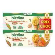Blédina bols prix choc 2 écrase de carottes riz & jambon persil +2mois