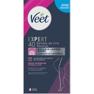 Veet expert bande de cire peaux normales corps et jambes x40