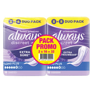 Always discreet serviettes pour fuites urinaires long plus x32