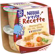 Nestlé p'tite recette blanquette de riz dinde dès 12 mois 2x200g