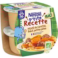 P'tite recette mijoté carottes, boeuf et petites pâtes bio 2x190g -380g