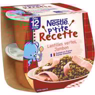 Nestlé p'tite recette lentilles vertes jambon dès 12 mois 2x200g - 400g