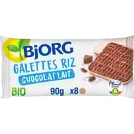 Bjorg fines galettes de riz chocolat au lait bio sans gluten 90g
