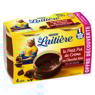 La Laitière Petit pot de crème chocolat noir 4x100g offre découverte
