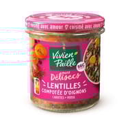 Vivien paille  les delicieuses lentilles au confit d'oignon bocal 300g
