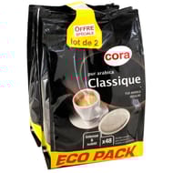 Cora café dosettes classique pur arabica 2x48 - 666g