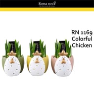 Jonquilles tête à tête - pot céramique poulet