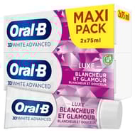 Oral-b dentifrice 3d white advanced luxe blancheur glamour 2x75ml