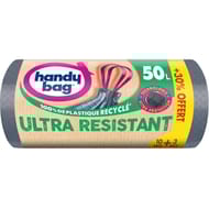 Handy bag sacs poubelles à poigneés coulissantes ultra resistant 50l + 30% gratuit