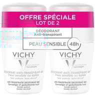 Vichy déodorant anti transpirant 48h bille peau sensible lot de 2 x 50ml