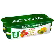 Activia bifidus fruits abricot fraise mangue 8x125g