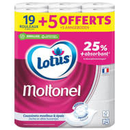 Moltonel papier toilette triple épaisseur aquatube 19+5 offerts