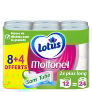 Moltonel papier toilette sans tube 8 rouleaux + 4 offerts
