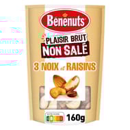 Bénénuts plaisir brut mélange 3 noix et raisins non salé 160g