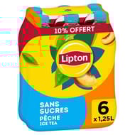 Lipton thé peche zéro 6x1.25L dont 10% offert