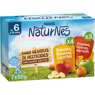 Nestle gourdes fruitées multipack 2 variétés : pommes, bananes 630g