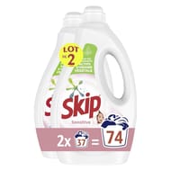 Skip lessive liquide sensitive peaux sensibles & bébé 2x37 lavages 3.33l