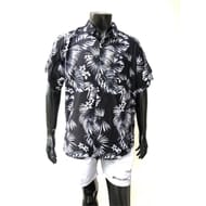 Chemise manches courtes homme FEUILLES BLANCHES FOND NOIR XXL