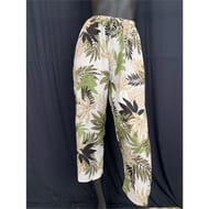 Pantalon femme FEUILLES VERTES FOND BLANC TU