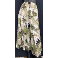 Jupe longue femme FEUILLES VERTES FOND BLANC TU