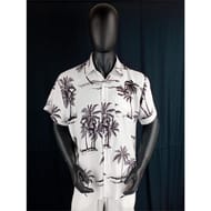 Chemise manches courtes homme PALMIER NOIR FOND BLANC XXL