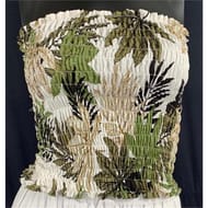 Haut smoké femme FEUILLES VERTES FOND BLANC TU