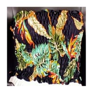 Haut smoké femme FEUILLE JAUNE/VERTE FD NOIR TU