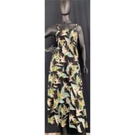 Robe longue smoké femme OISEAUX DE PARADIS FOND NOIR TU