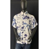 Chemise manches courtes homme PALMIER BLEU FOND BLANC XXL