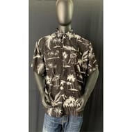 Chemise manches courtes homme PALMIER BLANC FOND NOIR XXL