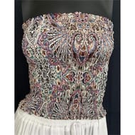 Haut smoké femme IMPRIME CACHEMIRE ROSE/VERT TU