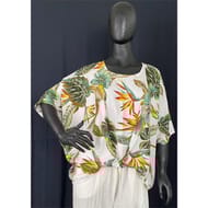 Tunique sari femme OISEAUX DE PARADIS FOND BLANC TU