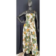 Robe longue smoké femme OISEAUX DE PARADIS FOND BLANC TU