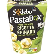 Sodebo pasta box tortellini ricotta épinards sauce au parmesan 280g