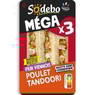 Sodebo sandwich méga club poulet tandoori 230g