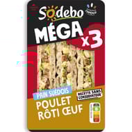 Sodebo sandwich le mega club suedois poulet rôti oeuf 230g