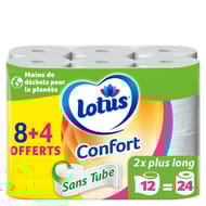 Lotus papier hygienique sans tube 12 rouleux (8+4) blanc