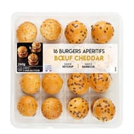 Assortiment 16 mini burger apéritif 260gr boeuf (sauce ketchup & sauce barbecue
