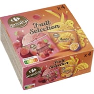 Carrefour sensation 4 pots glaces fraise framboise/mangue passion 274g