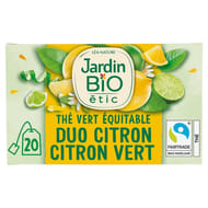 Jardin bio étic thé vert équitable duo citron citron vert bio 30g
