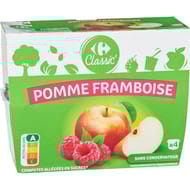 Carrefour classic' compotes pommes framboises x4 - 400g