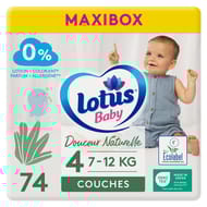 Lotus baby douceur naturelle couches t4 maxibox bio x74