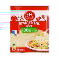 Carrefour Classic' Fromage Râpé Emmental Réduit en Sel -30% 150g